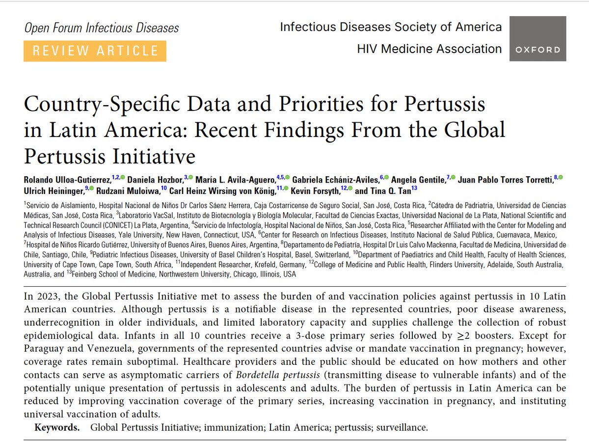 Rolando Ulloa-Gutierrez (@rolandoug) on Twitter photo Nuestra publicación sobre #pertussis en Latinoamérica en <a href="/OFIDJournal/">Open Forum Infectious Diseases</a> revela algunas necesidades 🔜: ⬆️ vigilancia,⬆️involucramiento de GinecoObstetras y enfermeras,⬆️tasas de vacunación con Tdap en embarazadas. Open access➡️ doi.org/10.1093/ofid/o…
#tosferina #whoopingcough Nuestra publicación sobre #pertussis en Latinoamérica en <a href="/OFIDJournal/">Open Forum Infectious Diseases</a> revela algunas necesidades 🔜: ⬆️ vigilancia,⬆️involucramiento de GinecoObstetras y enfermeras,⬆️tasas de vacunación con Tdap en embarazadas. Open access➡️ doi.org/10.1093/ofid/o…
#tosferina #whoopingcough