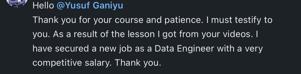 YusufOGaniyu's tweet photo. Our students at @datamasterylab are bagging roles with competitive salaries. These are the kind of testimonials I love to wake up to every single day!

Take the bull by the horn and take that step, invest in yourself, you won’t regret it! 

We take you from being absolute beginner to expert, this is our promise to you!