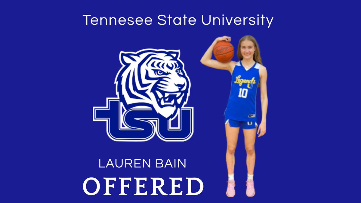 Lauren Bain 6'3 #10 2026 (@lauren_bain19) on Twitter photo Thank you <a href="/DupreeCandice/">Candice Dupree</a> for the opportunity to continue my academic & athletic career at Tennessee State University! Thank you to my teammates & coaches for this opportunity!
<a href="/TSUTigersWBB/">Tennessee State Women’s Basketball</a> <a href="/Coach_Brown_TSU/">Jermaine Brown</a> <a href="/S_Pearson2/">Coach Sam Pearson</a> <a href="/Legends_Bball/">Legends U Basketball</a> <a href="/DrewFladung/">Drew Fladung</a> <a href="/BryceMcKey/">Bryce McKey</a> Thank you <a href="/DupreeCandice/">Candice Dupree</a> for the opportunity to continue my academic & athletic career at Tennessee State University! Thank you to my teammates & coaches for this opportunity!
<a href="/TSUTigersWBB/">Tennessee State Women’s Basketball</a> <a href="/Coach_Brown_TSU/">Jermaine Brown</a> <a href="/S_Pearson2/">Coach Sam Pearson</a> <a href="/Legends_Bball/">Legends U Basketball</a> <a href="/DrewFladung/">Drew Fladung</a> <a href="/BryceMcKey/">Bryce McKey</a>