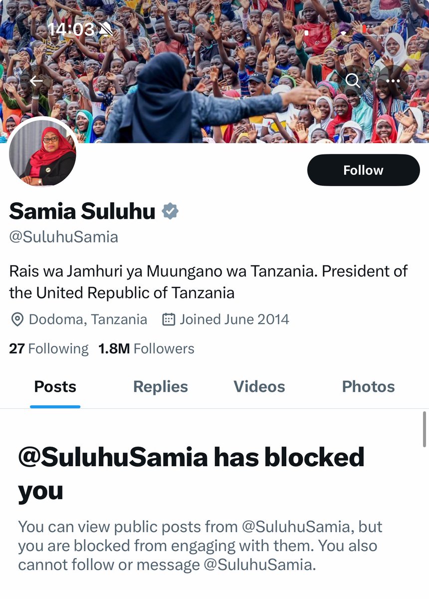 (---) Onesmo Mushi (@edutalktz) on Twitter photo Naona Rais <a href="/SuluhuSamia/">Samia Suluhu</a> , kiongozi mkuu wa nchi ambaye kwa mujibu wa katiba ya JMT anawajibika kwangu, ameamua kuniblock😎.
Sijawahi kuona kiongozi mkuu wa nchi petty n insecure kiasi hiki🙌🏿. Naona Rais <a href="/SuluhuSamia/">Samia Suluhu</a> , kiongozi mkuu wa nchi ambaye kwa mujibu wa katiba ya JMT anawajibika kwangu, ameamua kuniblock😎.
Sijawahi kuona kiongozi mkuu wa nchi petty n insecure kiasi hiki🙌🏿.