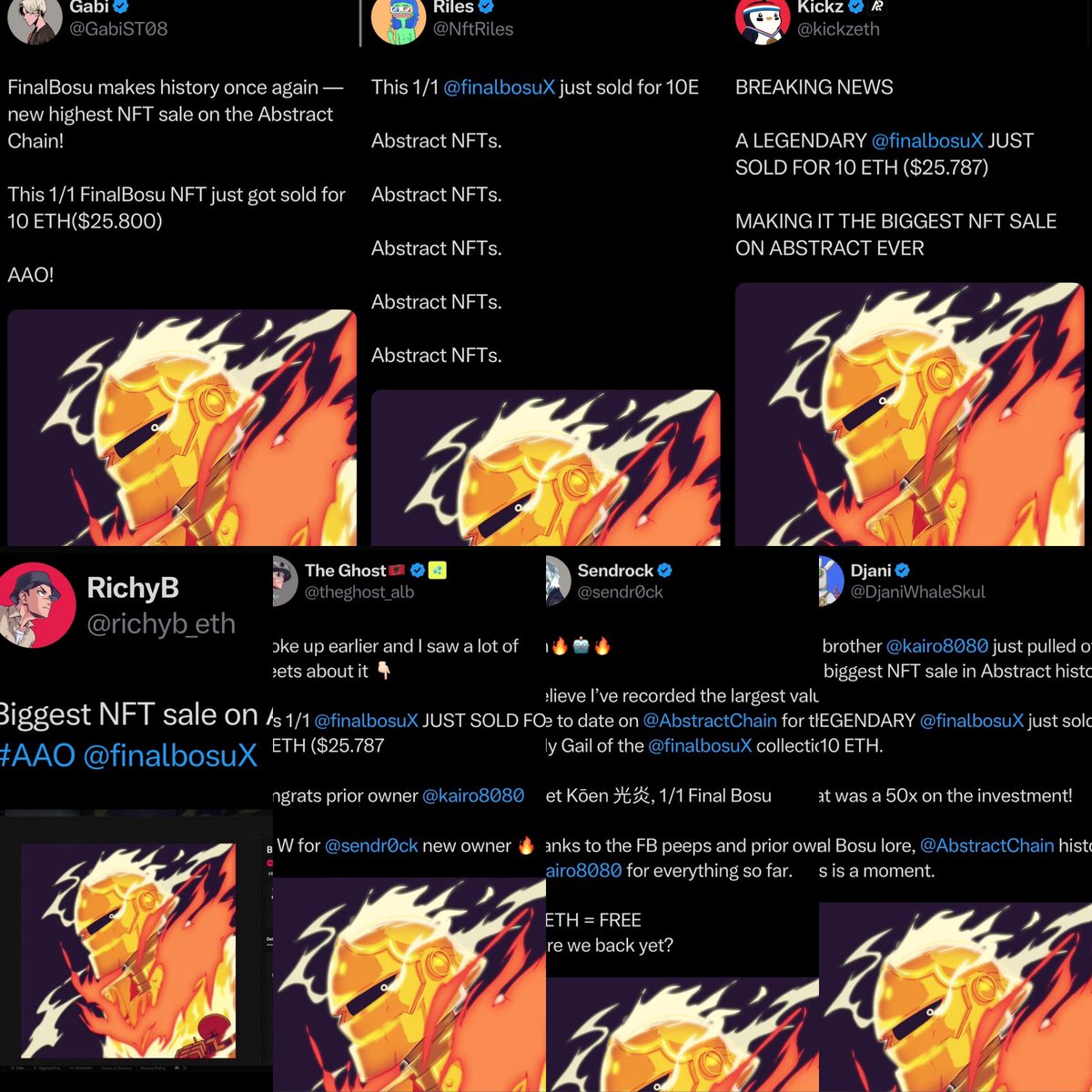 While many are raving about the 10 ETH sale of a <a href="/finalbosuX/">Finalbosu</a> 1-of-1…and it IS monumental…the way the community came together to celebrate is even more impressive. 

It’s a true testament to what <a href="/MustaYaki/">MSTYKI ❈</a> <a href="/bosu_jeff/">Bosu Jeff</a> <a href="/kevinfinalbosu/">Bosu kev 🔮</a> and team have built BEYOND the visuals ❤️