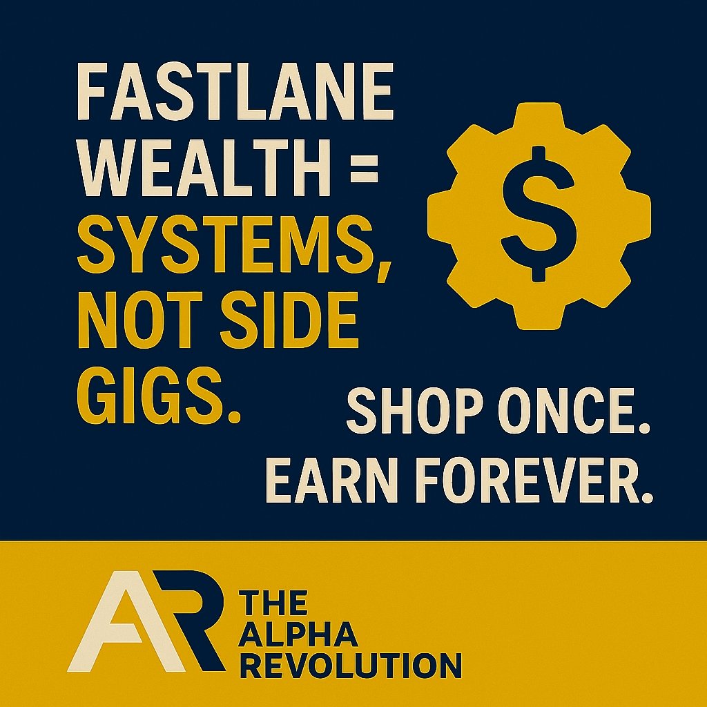 Thealpharev's tweet image. Fastlane wealth = systems, not side gigs. 🚀⚙️
We took the Millionaire Fastlane mindset and built the model. 🧠🏗️
Shop once. Earn forever. 💰
This is the new business class. 💎
DM “LAUNCH” to join: wa.link/nlvl2w
#AlphaRevolution