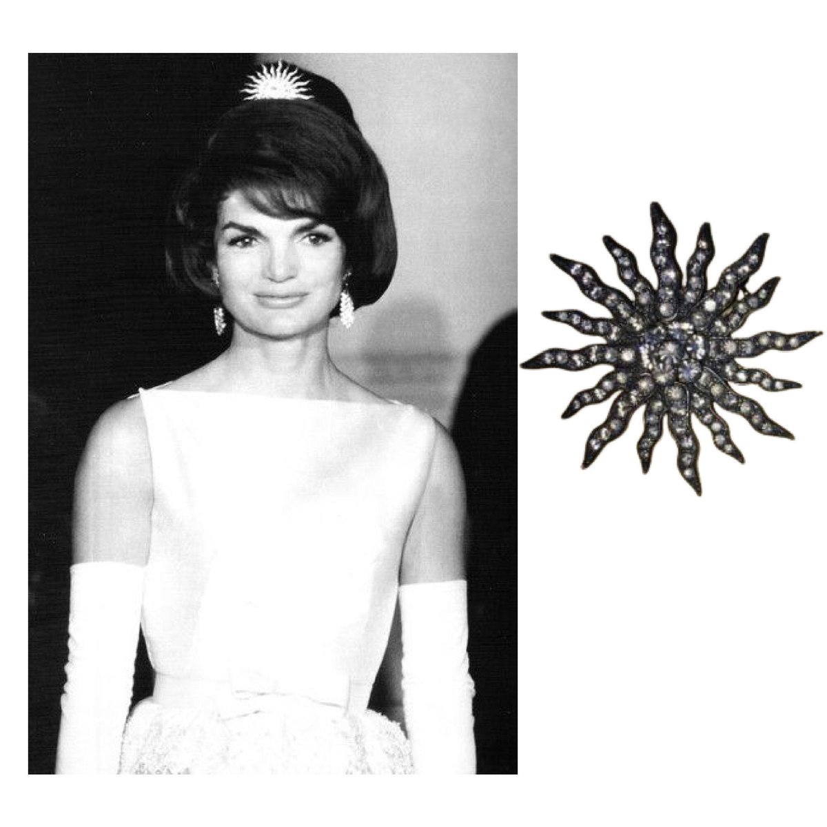 JACQUELINE KENNEDY Sunburst Brooch with Crystals Repro, Same look for Less, Free Shipping tuppu.net/12e5bdc3 #Etsy #JunkYardBlonde #SunburstBrooch