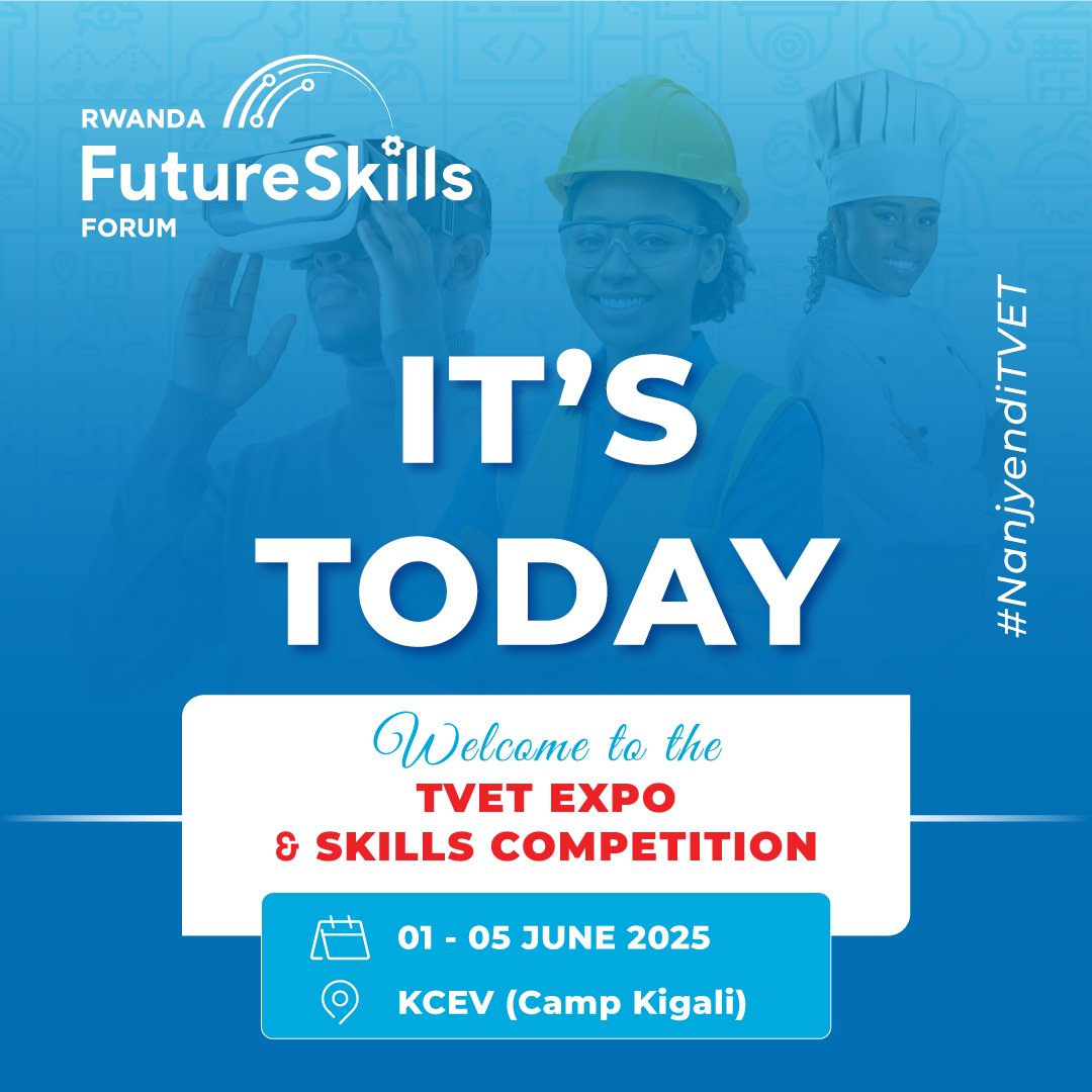 The wait is oveeer!! Rwanda’s biggest celebration of skills, innovation, and excellence starts today!

Join us at the #TVETExpo2025 and #SkillsCompetition as we kick off a dynamic week showcasing the power of practical skills in transforming lives and driving national