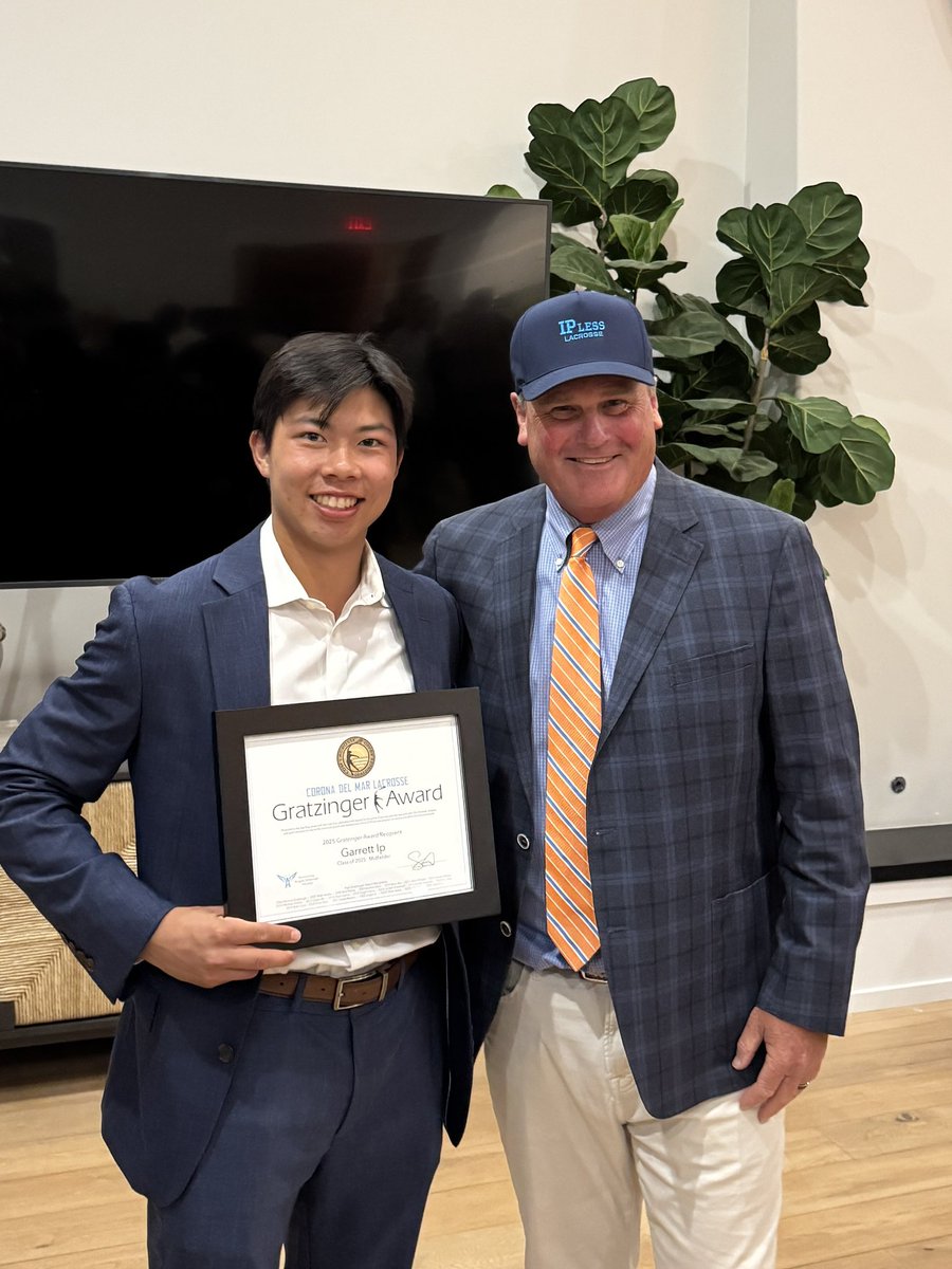 Congrats to Garrett Ip, recipient of the 2025 Gratzinger Award. This award is given annually to the player with the most love, dedication and respect for the game of lacrosse and the character to help continue to grow the CDM LAX program on campus and within the community.