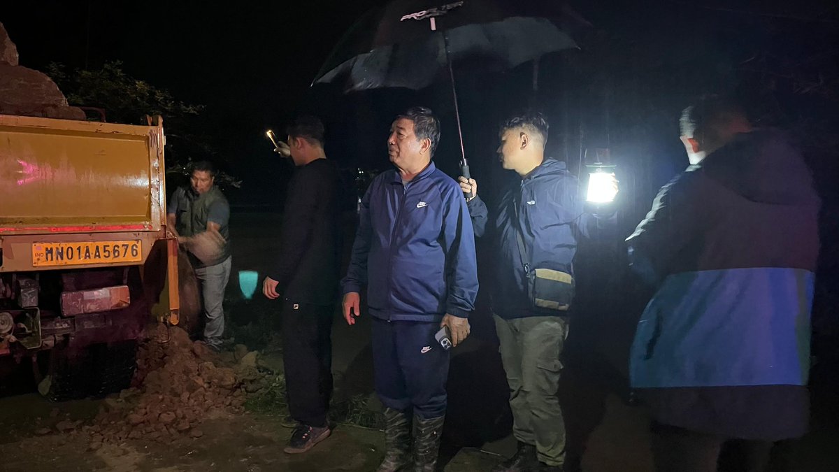 Despite the continuous rainfall, I visited vulnerable areas across Lamlai Assembly Constituency late at night to personally monitor and oversee flood precautionary measures.
Ensuring the safety and well-being of our people remains my utmost responsibility. All necessary steps are