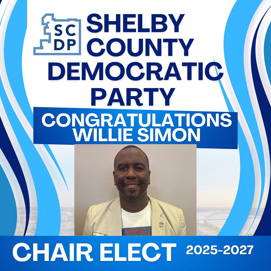 Congratulations to the NEW Chair Elect of the SCDP - Shelby County Democratic Party (TN) @901dems Willie Simon

#democrats #shelbycounty #voteblue