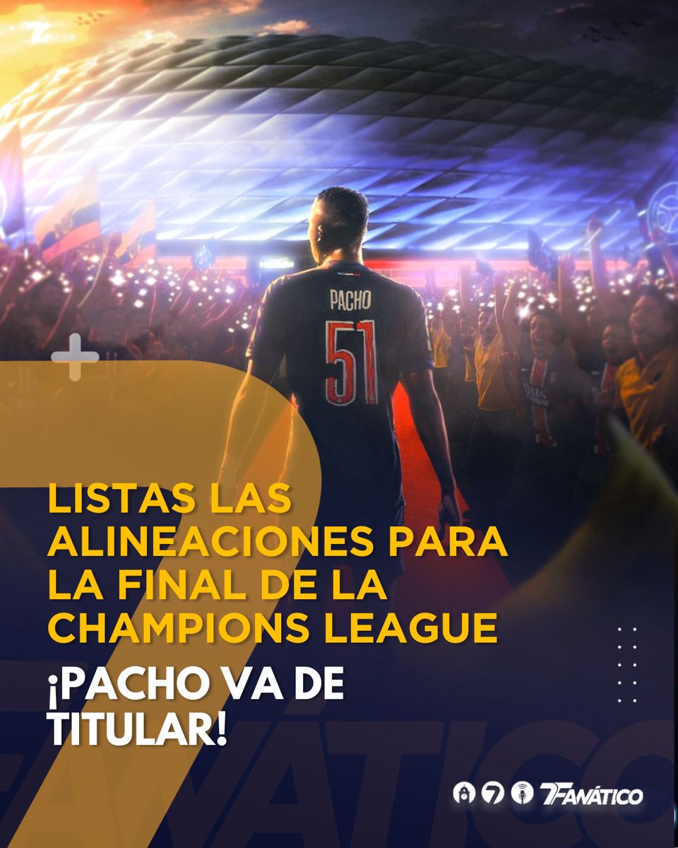 #Fanático | El PSG y el Inter tienen sus alineaciones titulares listas para la final de la Champions League. William Pacho salta de titular con el cuadro parisino. #LéaloEnET: is.gd/ICkyHA