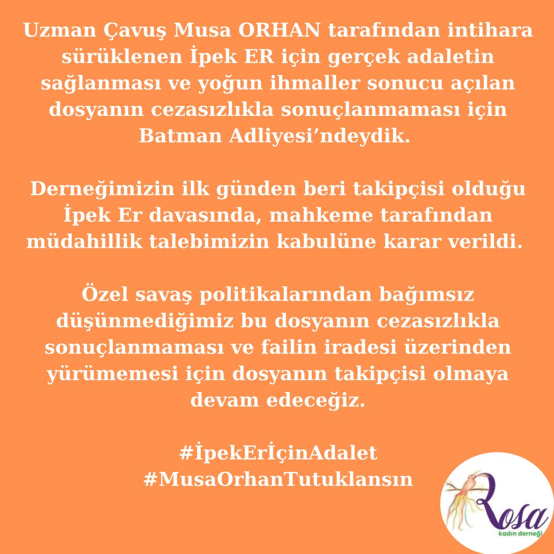 #İpekErİçinAdalet 
#MusaOrhanTutuklansın