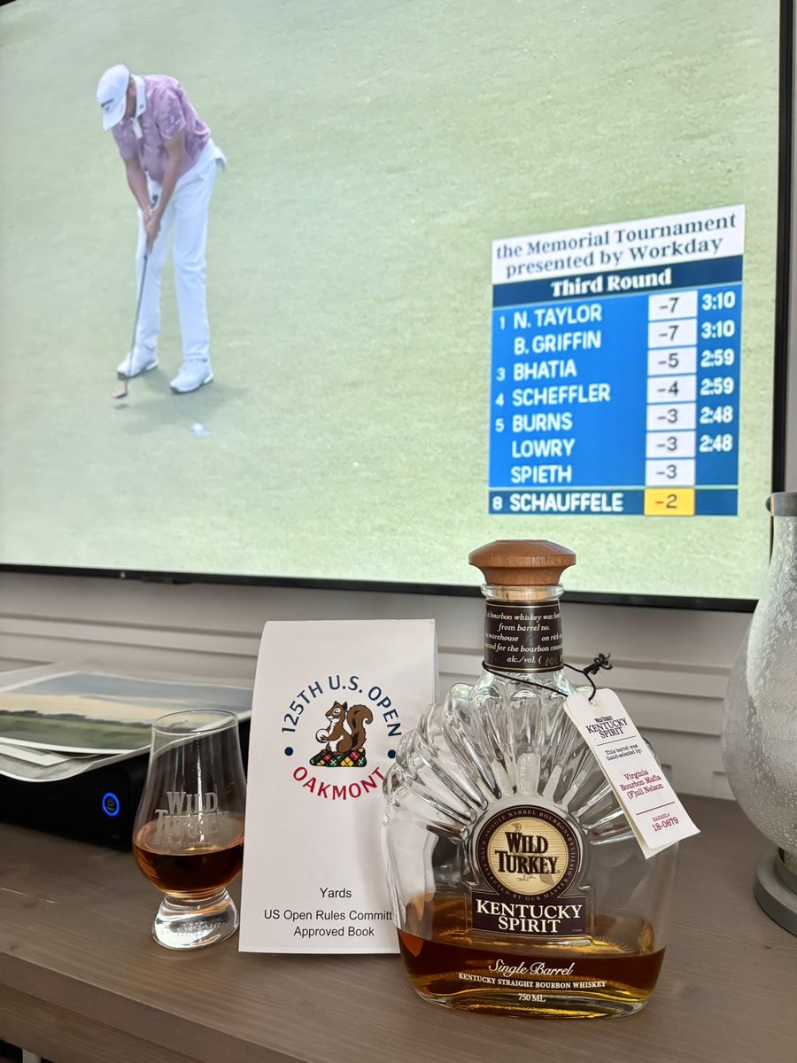 Too cold and wet to play so I am going to watch golf and study the first release of the yardage book with a favorite pour. Cheers🏌️🦃🥃wild