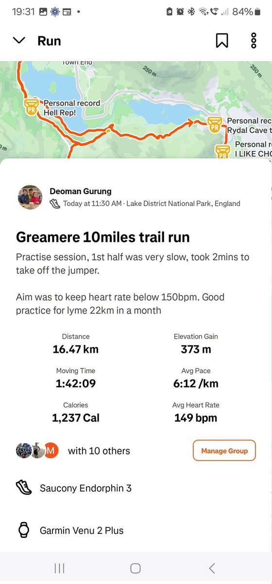 Greamere trail run LakeDistrict 10miles done.