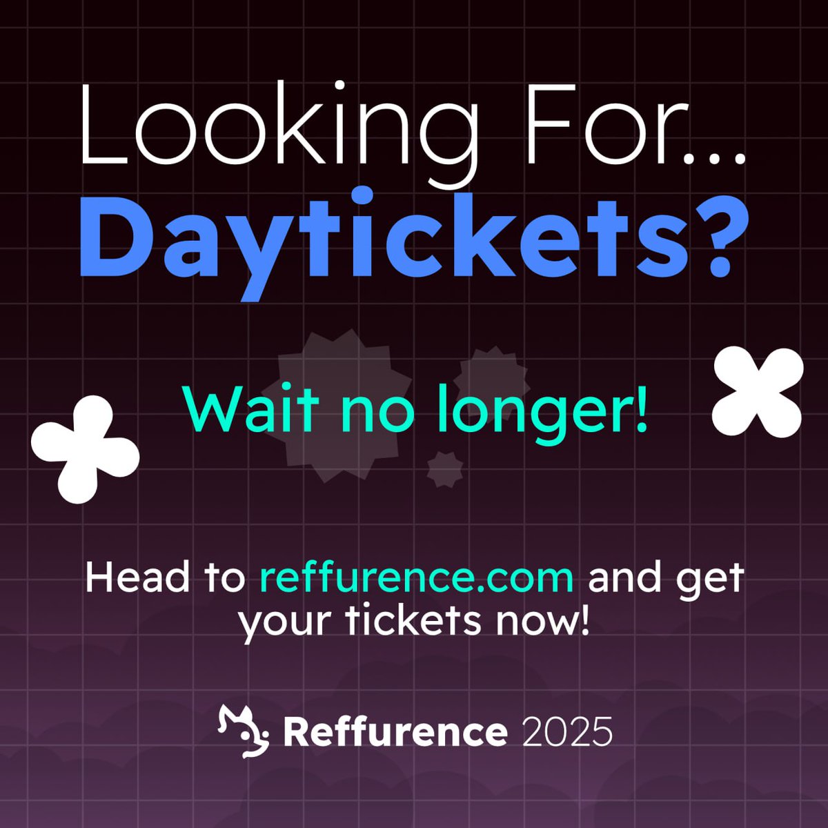 Day tickets, get your day tickets now! 📢

Whether you're in for the vibes, the dances, the dealers' den, the events, to see your friends, meet new friends or your favourite fursuiters...

The tickets are live starting now!
💰 reffurence.com/pricing#day-ti…
🎫 reg.reffurence.com