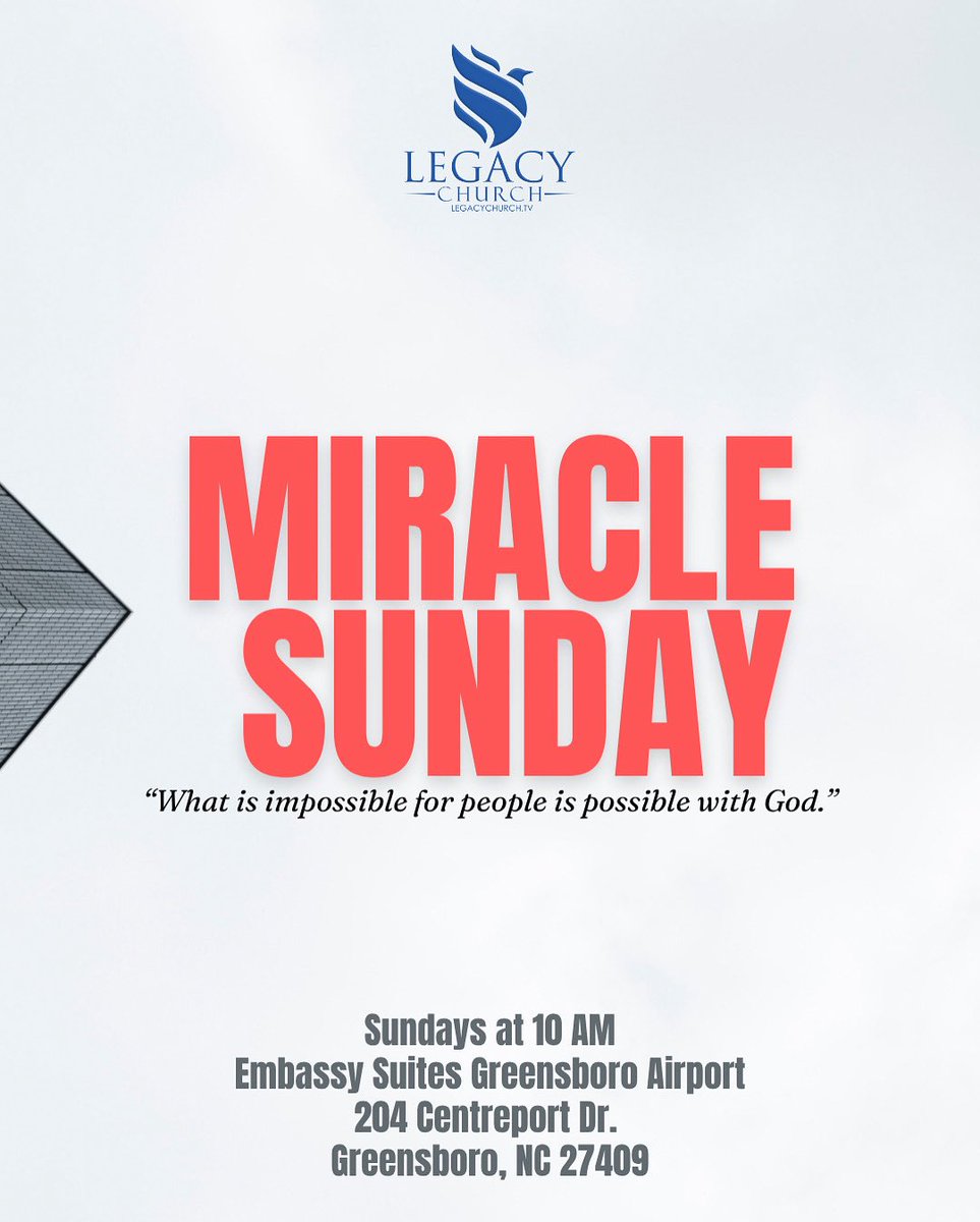 LegacyChurchInt's tweet image. Join us tomorrow at 10 AM with your family and friends for our miracle service! We will be celebrating the Lord’s Supper, praying for the sick, and believing God for miracles. Come expecting to receive from the Presence of the Lord.