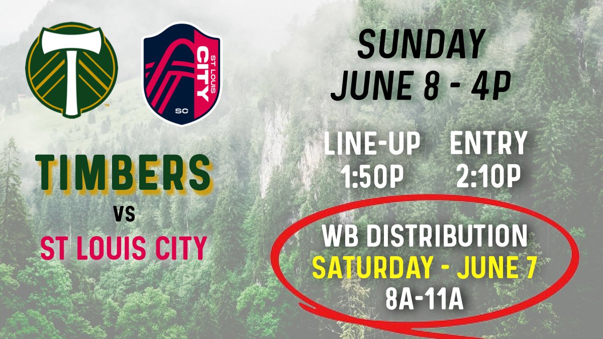 Here’s your wristband &amp; line info for #PORvSTL on Sunday, June 8th @ 4p. TA ticket required for wristband. Policies/info page linked in bio. #RCTID

⚠️❗️NOTE: Due to early kickoff on Sunday, WB distribution will take place on SATURDAY JUNE 7th, 8a-11a. ❗️⚠️