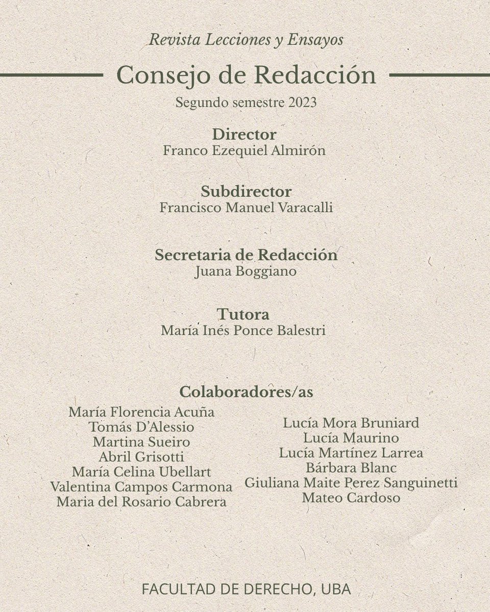 RevistaLyE's tweet photo. 📚 ¡Bienvenidos a la Semana del 111!

Durante los próximos días, estaremos compartiendo los distintos trabajos que integran esta edición de Lecciones y Ensayos.  

📃 Hoy comenzamos con el editorial, elaborado por el consejo de redacción del segundo cuatrimestre de 2023. https://t.co/wKcPiVlFdM
