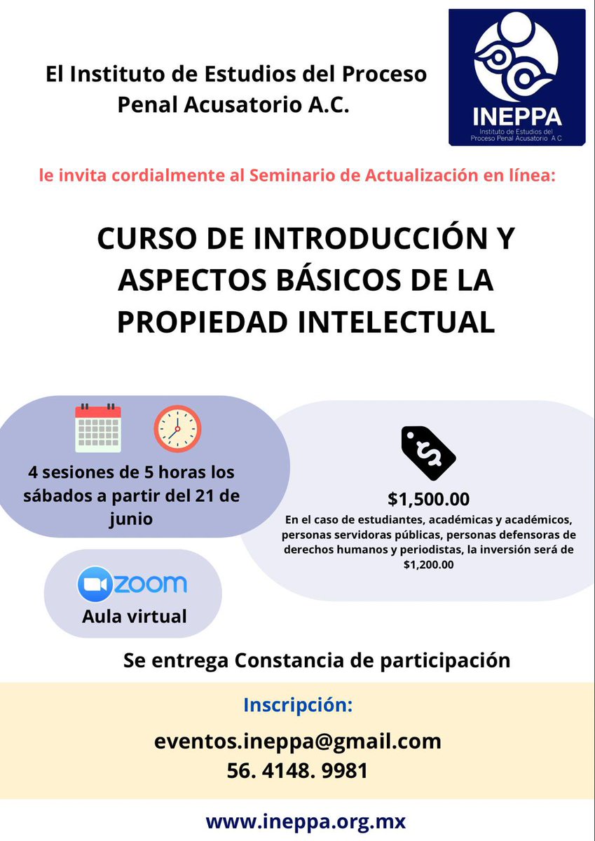 MJorgeCP's tweet photo. Curso en materia de #PropiedadIntelectual.

Vía @InstitutoINEPPA. https://t.co/ykIdWYwirT