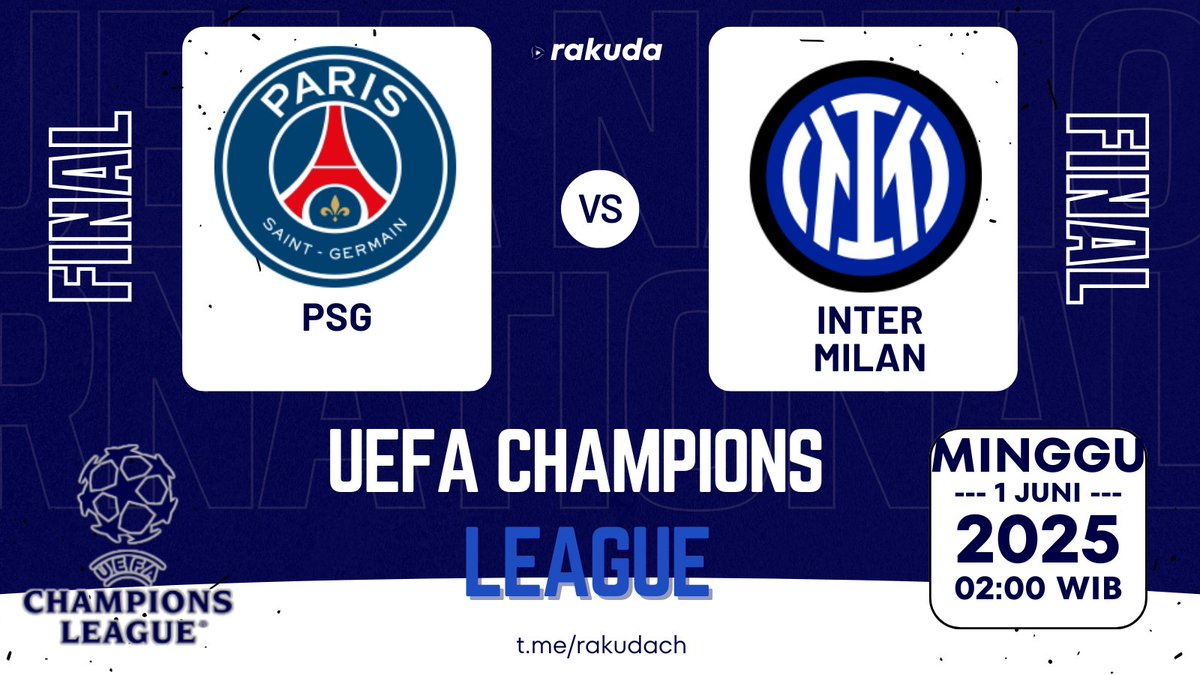 RkdaLol's tweet photo. FINAL UEFA Champions League
 PSG vs INTER MILAN

Link Nonton Streaming: 
https://t.co/JNjtThLPFp

Join Channel Telegram:
https://t.co/GLzGEwxWkM

#uefachampionsleague #UCLfinal https://t.co/lKlA1YMj47