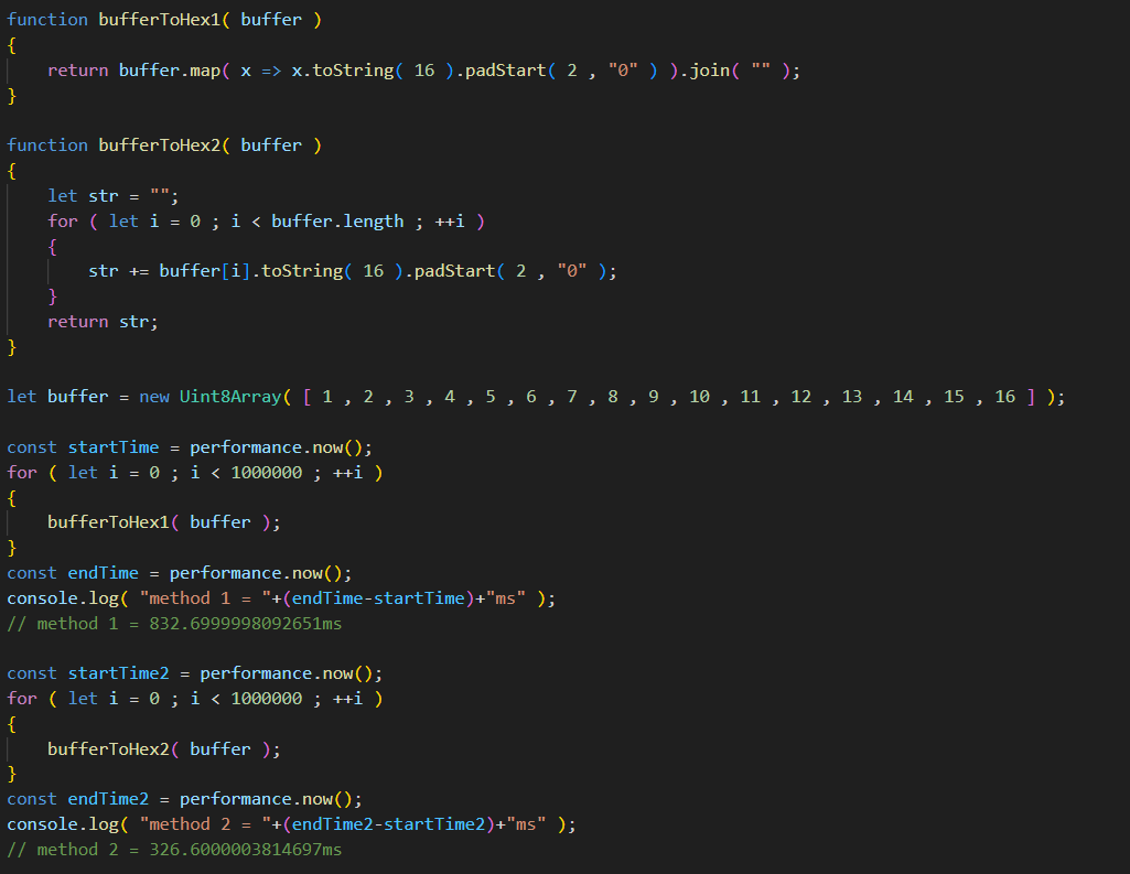 When my beloved explicit for loops are more than twice as fast as map() and join() 🙂
#js #webdev #gamedev