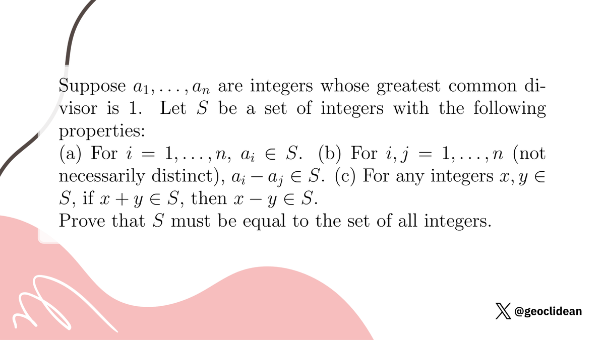 geoclidean's tweet photo. Set of Integers
#Vector #Induction #Integration #NumberTheory #GreatestCommonDivisor #Algorithm #RelativelyPrime https://t.co/XWv7erojOd