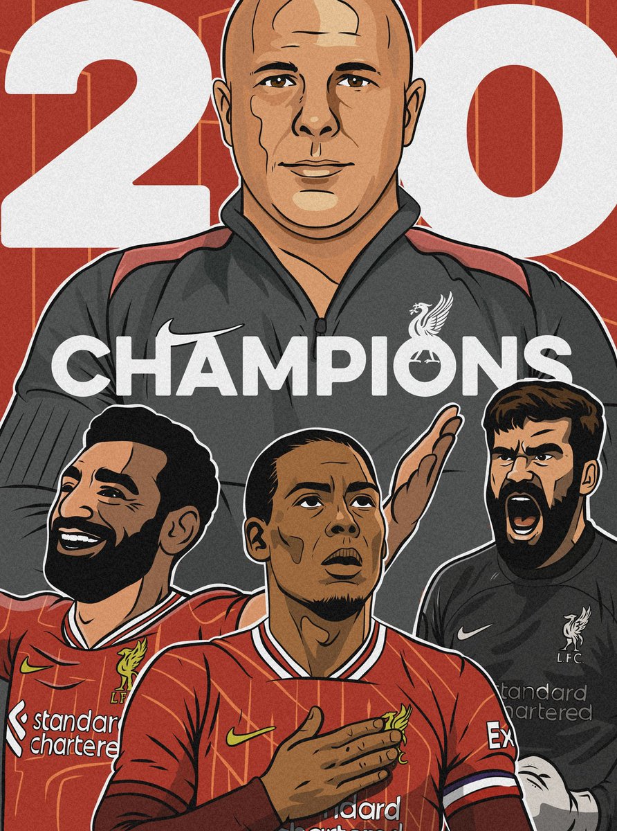 A tribute image to the 24/25 <a href="/premierleague/">Premier League</a> champions, 20 times title winners and the most successful club in England… <a href="/LFC/">Liverpool FC</a> !!! 

#YNWA #champions #premierleague #liverpoolfc