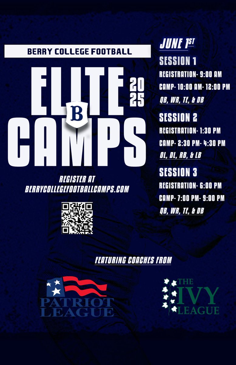 Joshua Isom (@joshuaisom145) on Twitter photo Blessed and excited to show my skills at Berry elite camp tomorrow!!
<a href="/Davis33Coach/">CoachRyanDavis33</a> <a href="/bsa28_/">Beckwith Sports Academy</a> <a href="/BCCoachK/">Tony Kunczewski</a> <a href="/WAAcademyFB/">Woodward Academy Football_Georgia</a> <a href="/On3Recruits/">On3 Recruits</a> <a href="/RecruitGeorgia/">Recruit Georgia</a> Blessed and excited to show my skills at Berry elite camp tomorrow!!
<a href="/Davis33Coach/">CoachRyanDavis33</a> <a href="/bsa28_/">Beckwith Sports Academy</a> <a href="/BCCoachK/">Tony Kunczewski</a> <a href="/WAAcademyFB/">Woodward Academy Football_Georgia</a> <a href="/On3Recruits/">On3 Recruits</a> <a href="/RecruitGeorgia/">Recruit Georgia</a>