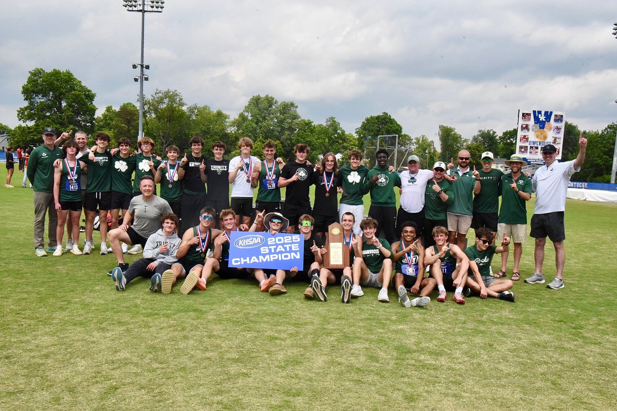 trinitysports's tweet photo. Trinity Track &amp; Field. KHSAA State Meet Update. 

With a total score of (77) points, Trinity is the 2025 KHSAA TRACK &amp; FIELD STATE CHAMPION. ☘️🏆 https://t.co/YJio6bdhSr