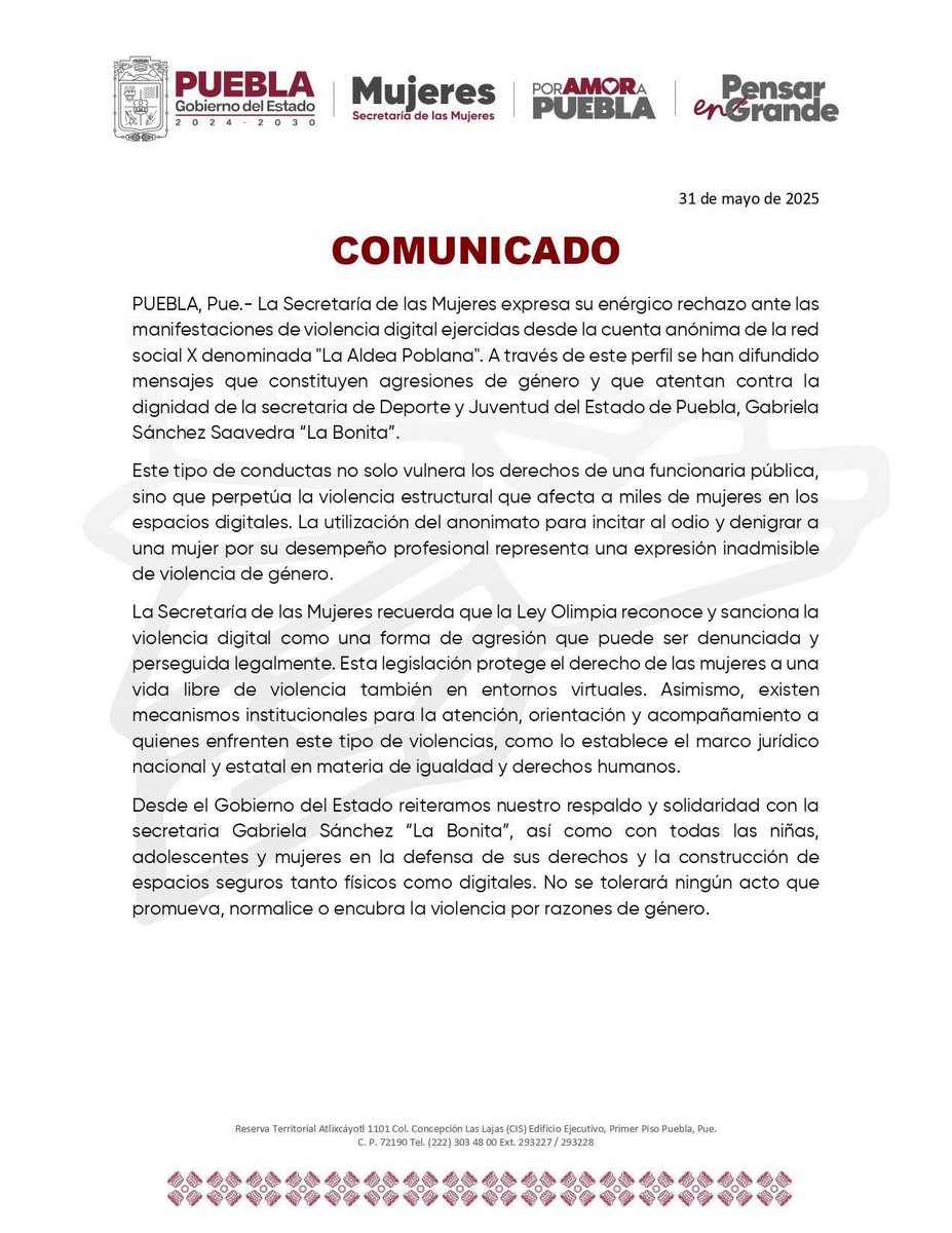 Condeno cualquier manifestación machista, misógina, discriminatoria y sexista que busque vulnerar la integridad de una mujer. El desempeño en la función pública no depende del aspecto, ni atributos físicos de una persona. Debemos de erradicar estereotipos y prejuicios sociales