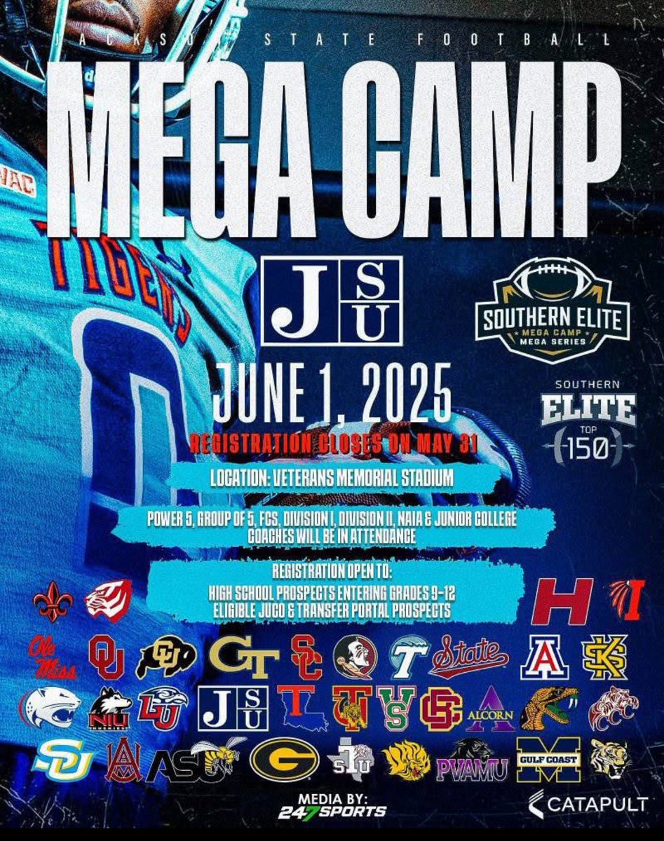 Byron (Bp) Pruitt (@byronpruitt_) on Twitter photo I'll be at the Mega Camp
<a href="/gojsutigersfb/">Jackson State Football</a> tomorrow . Looking forward to the opportunity to compete.
<a href="/CoachJMSanders/">Justin Sanders</a> <a href="/CoachQuinnJSU/">Torenzo Quinn</a> <a href="/Rebels247/">David Johnson</a> <a href="/shayhodge3/">Shay Hodge™</a> I'll be at the Mega Camp
<a href="/gojsutigersfb/">Jackson State Football</a> tomorrow . Looking forward to the opportunity to compete.
<a href="/CoachJMSanders/">Justin Sanders</a> <a href="/CoachQuinnJSU/">Torenzo Quinn</a> <a href="/Rebels247/">David Johnson</a> <a href="/shayhodge3/">Shay Hodge™</a>
