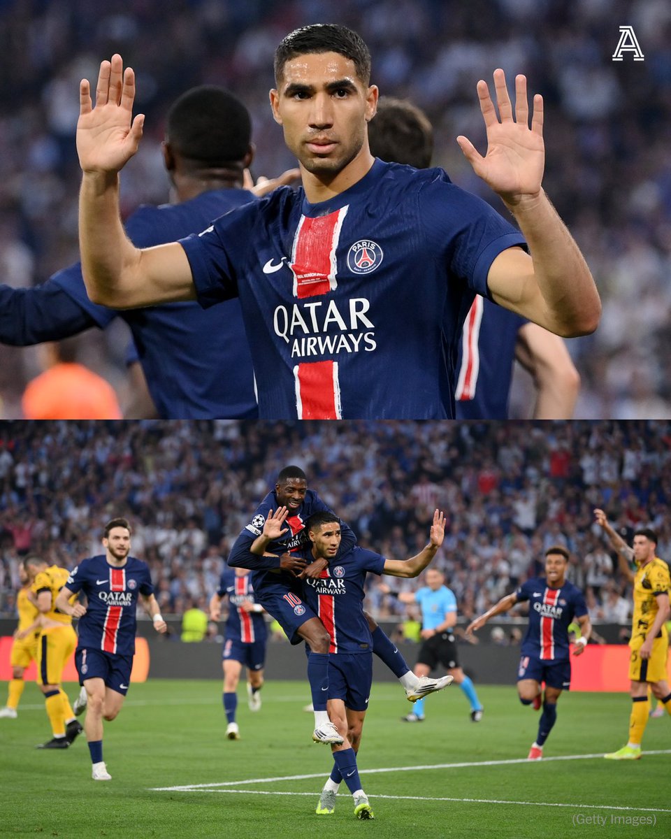 Achraf Hakimi gives Paris Saint-Germain the lead in the #UCLfinal against his former club.

The Moroccan right-back played 45 times in all competitions in 2020/21 for Inter Milan, scoring seven times and boasting 11 assists.

He refused to celebrate.

🔗 nyti.ms/4kHAI6t