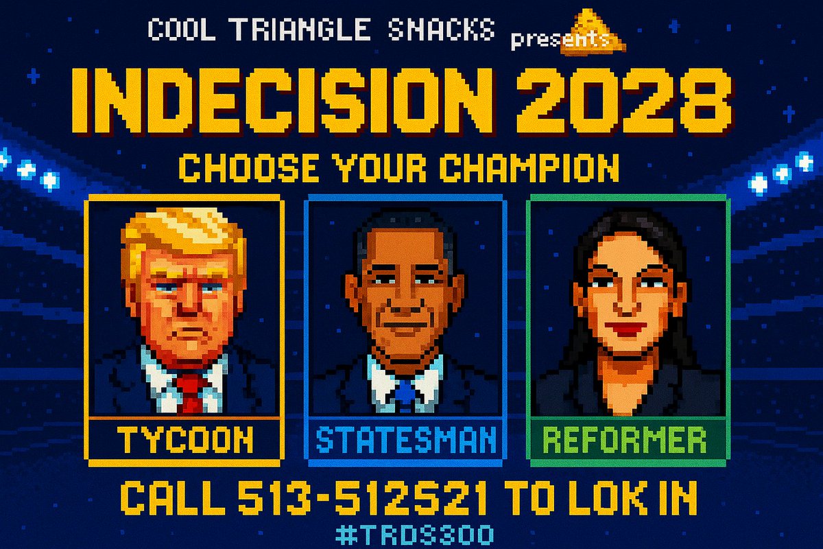 CHOOSE YOUR CHAMPION NOW!
513-512-5721
randaldickman@gmail.com

I've updated it to the Triple Threat Main Event. My 2028 prediction now stands at 0.00013% confidence:

🔵 <a href="/BarackObama/">Barack Obama</a> &amp; <a href="/TheRock/">Dwayne Johnson</a> (Democrats)
🟢 <a href="/AOC/">Alexandria Ocasio-Cortez</a> &amp; <a href="/BernieSanders/">Bernie Sanders</a> (Nu-Party)
🔴 <a href="/realDonaldTrump/">Donald J. Trump</a> &amp; @JDVance1 (MAGA