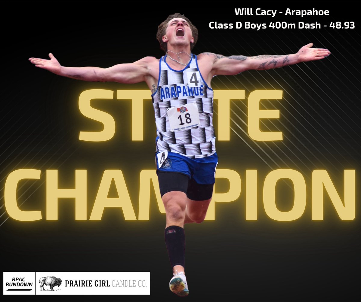 RPAC Rundown (@rpacrundown) on Twitter photo π₯Congratulations to Will Cacy of <a href="/APSNE_Events/">Arapahoe-Holbrook Public School (NE)</a> on his Class D Gold Medal in the 400-meter dash with a time of 48.93! π₯
Our Track and Field State Champion graphics are brought to you by Prairie Girl Candle Co.
#rpacrundown π₯Congratulations to Will Cacy of <a href="/APSNE_Events/">Arapahoe-Holbrook Public School (NE)</a> on his Class D Gold Medal in the 400-meter dash with a time of 48.93! π₯
Our Track and Field State Champion graphics are brought to you by Prairie Girl Candle Co.
#rpacrundown