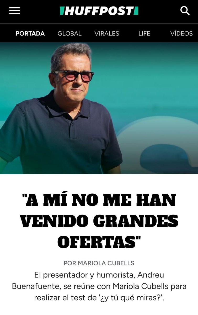ElHuffPost's tweet photo. AHORA, EN PORTADA: 

¿Y tú qué miras? Con @Buenafuente : "A mí no me han venido grandes ofertas" https://t.co/QTnpUuSSR5 Por @mariolacubells https://t.co/cGWftWbnZM