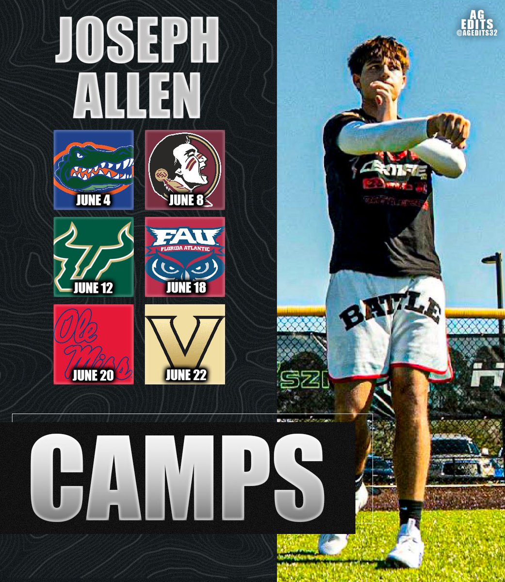 JosephAllenQBSG's tweet image. Thank you to all the coaches for the camp invites. I appreciate the invites and wish I could attend them all, but had to plan around our team’s 7v7 schedule.   @EauGallieHC @CoachRyanO @Coach_TokarzQB @CoachJGordo @ZKittley @CoachAltman @Coach_Joe_Judge @WeisJr_M