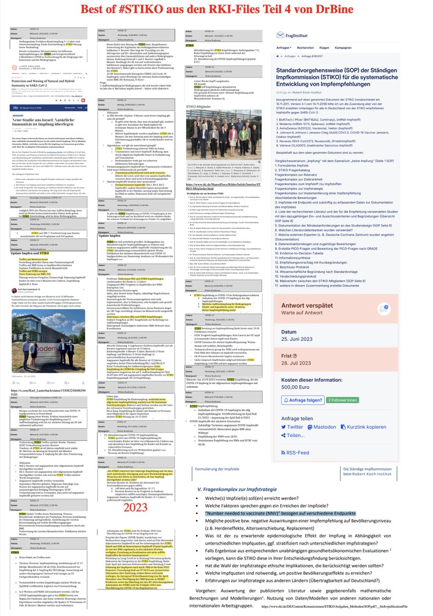 Einfach mal die gloreiche Zusammenstellung der RKI Files in Bezug auf die STIKO lesen und auf sich wirken lassen. 

Anschließend höre ich gerne die Rückmeldungen, ob einer so arbeitenden STIKO noch vertraut werden darf?