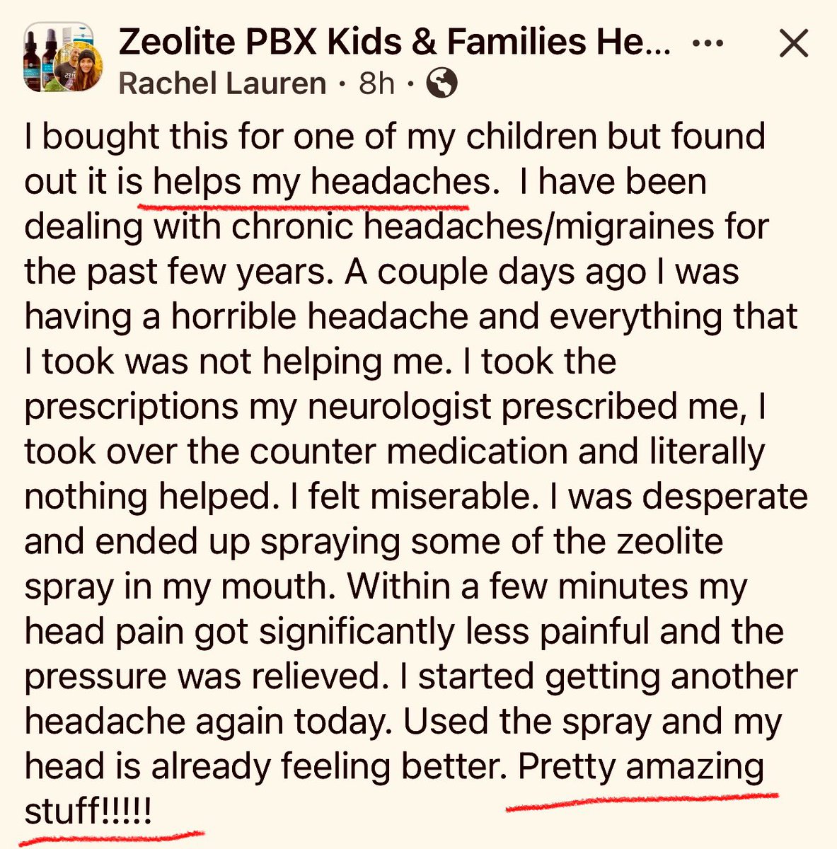 Headache be gone - with zeolite detox!!! Get your first bottle for just $10 and free shipping when you ask for the link. 😊