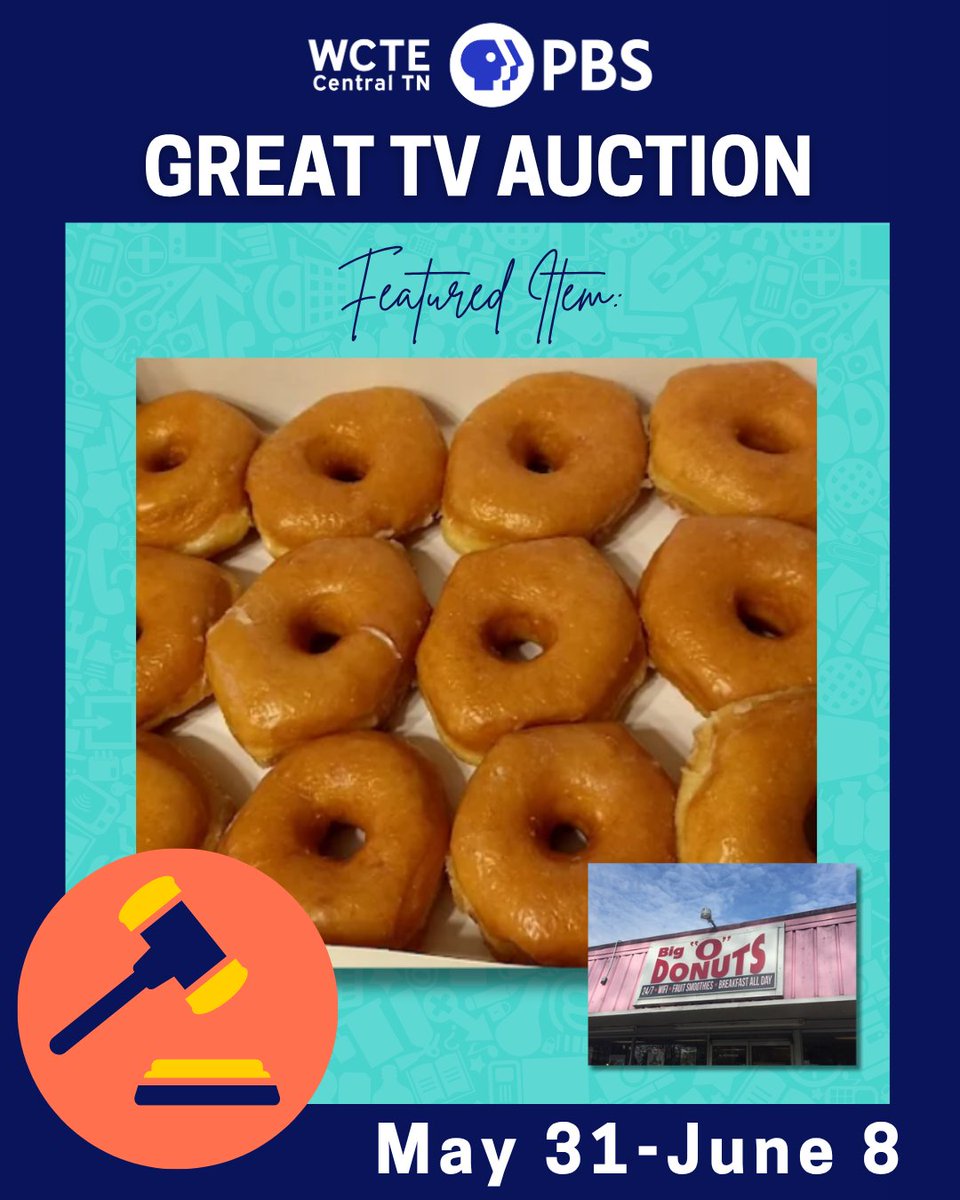 🍩 Donut Miss This! Bid on a gift certificate for one dozen fresh glazed donuts from Big “O” Donuts — made fresh daily by this beloved, family-owned shop! Perfect for sharing (or not). 😉
Register to bid now at wcte.org/auction