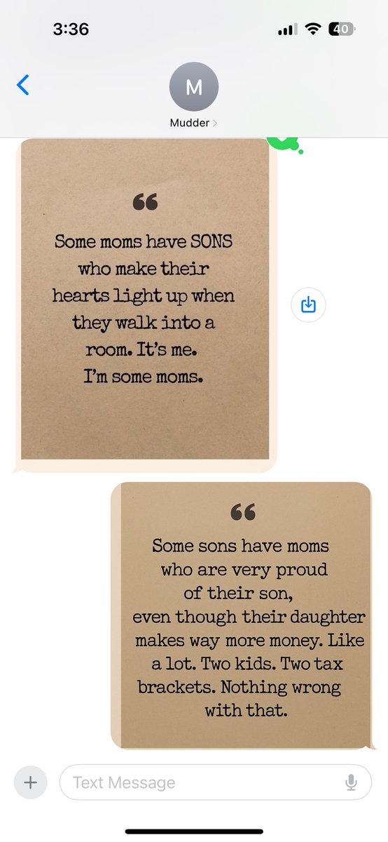 My lovely mother sent me one of those facebook hallmark card posts so I sent one back 🧡