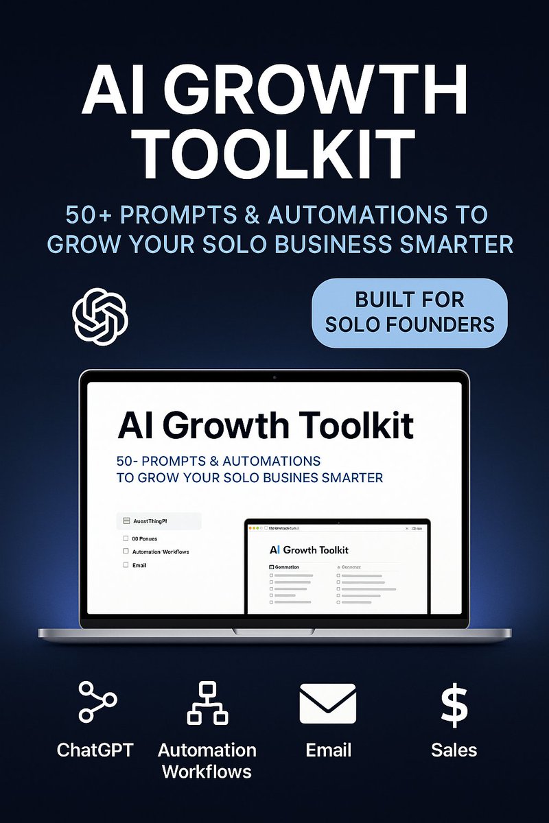 SmallBizAI_'s tweet photo. Most people use AI.
Smart founders weaponize it.
My AI Growth Master Pack gives you:
→ 50+ ChatGPT prompts
→ Sales + content automation workflows
→ A plug-and-play content engine
if you want to get ahead:
👉https://t.co/q5YGjrenNj
#Entrepreneur #invest #digitalmarketing $tsla https://t.co/aVKc7VK4D8