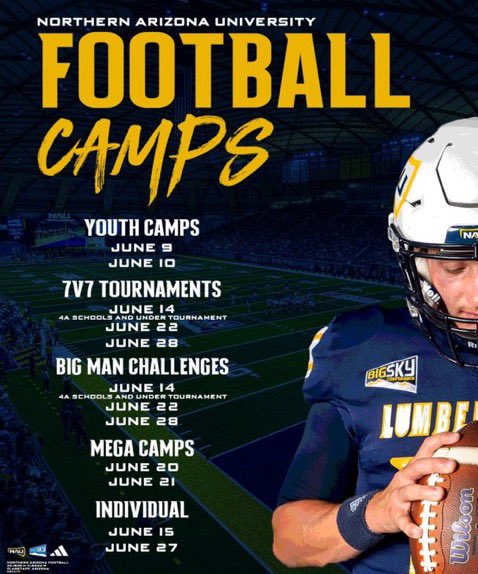 Hyatt Lang 6’3 212 (@hyatt_lang1) on Twitter photo Attending NAU Football Camp June 20th!! <a href="/CoachPerrone/">Coach Perrone (My Recruits)</a> <a href="/GCHS_KnightsFB/">Gilbert Christian Football</a> Attending NAU Football Camp June 20th!! <a href="/CoachPerrone/">Coach Perrone (My Recruits)</a> <a href="/GCHS_KnightsFB/">Gilbert Christian Football</a>
