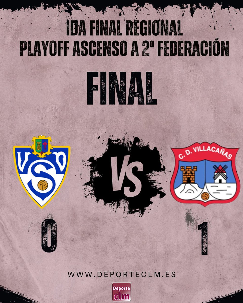 ¡Un gol en el descuento de <a href="/cruzztomas1/">tomás cruz</a> decanta el partido de ida de la final regional del playoff para el <a href="/cd_villacanas/">CD FIBRITEL VILLACAÑAS</a>!

Aún quedan 90 minutos para saber si será el <a href="/cd_villacanas/">CD FIBRITEL VILLACAÑAS</a> o el <a href="/YugoUDS/">Yugo UD Socuéllamos</a> el que se jugará el ascenso a 2ª RFEF con el ganador del playoff regional cántabro.