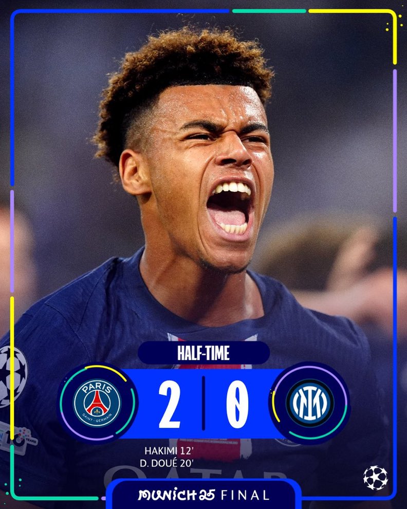 Umutoza yize undi kabisaa 🔥

Defense nziza ya Inter yabaye wazii 

#UCLfinal #allezpsg