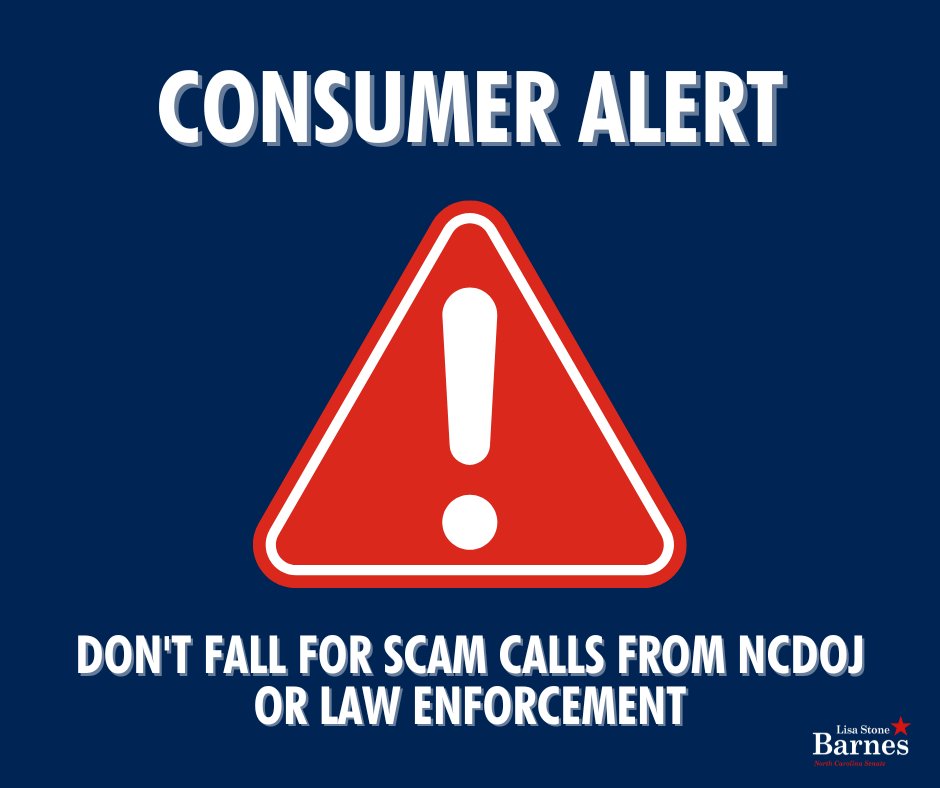 If you get a call from “NCDOJ” or law enforcement asking for money or personal info—hang up! It’s likely a spoofing scam. Verify before you trust. 

Report suspicious calls: 1-877-NO-SCAM or bit.ly/3Z1gxrP

#ncpol