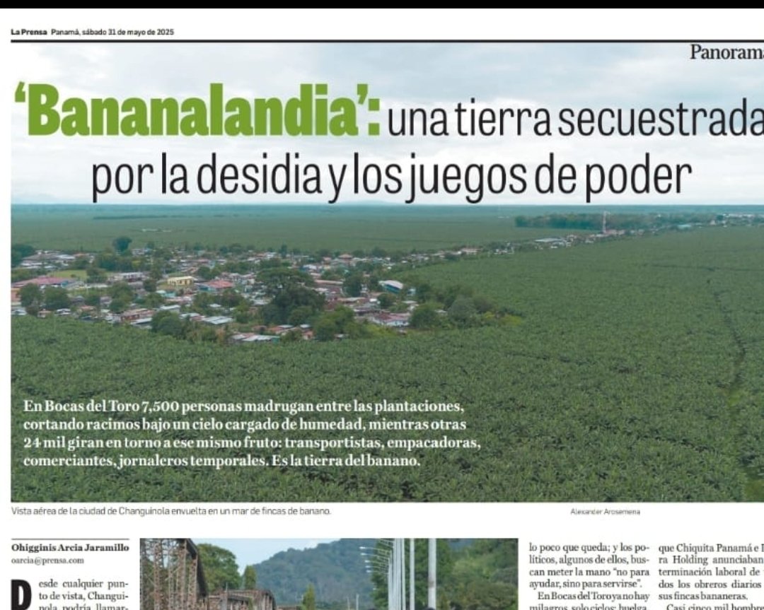 Muy bueno el artículo del compañero <a href="/ohigginis/">Ohigginis Arcia</a> de hoy en <a href="/prensacom/">La Prensa Panamá</a> recomiendo su lectura. Dato: La bananera dice pierder 75 millones en tres semanas de paro; en una de las provincias más pobres y abandonadas del país.