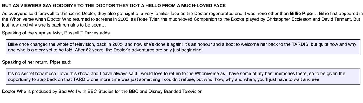 #DoctorWho #doctorwhospoilers 

Interesting wording in the press release…dont think we have seen the  last  of  the  15th  Doctor