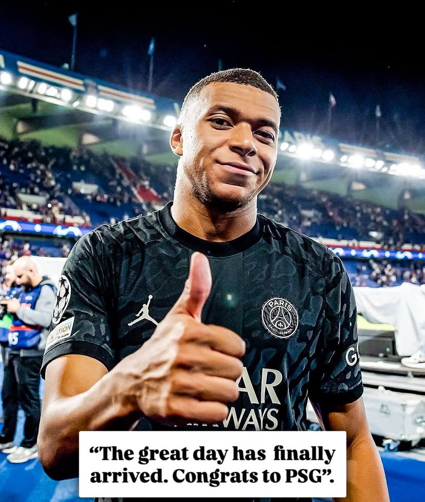 Finally Mbappe ageneye ubutumwa PSG 

“ the great day has finally arrived. Congrats PSG ”