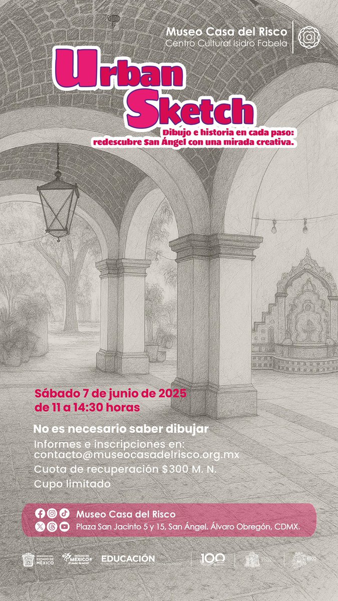 Por la temporada, esta vez 2X1 en Urban Sketch, explora el mundo del dibujo y el arte en #sanángel . 

Ven al Museo Casa del Risco y desarrolla tu imaginación. 
Inscripciones en: contacto@museocasadelrisco.org.mx

#cultura #museos #museoscdmx #cdmx #ciudaddeméxico #findesemana