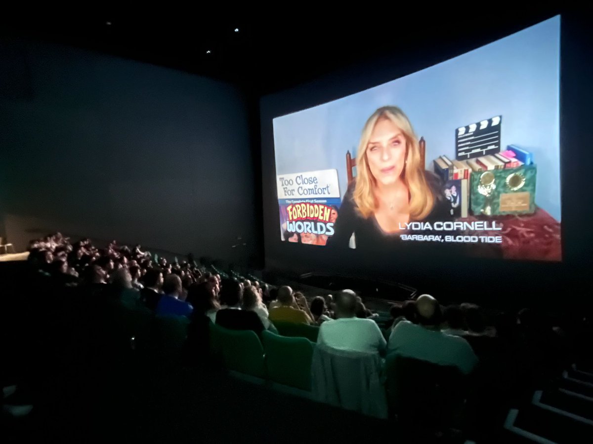 LydiaCornell's tweet photo. Last night in Bristol, UK at Forbidden Worlds Film Festival: my intro to Blood Tide on IMAX big screen! The iconic Gale Ann Hurd introduced Tremors #forbiddenworldsfilmfestival #BloodTide with James Earl Jones Martin Kove, Lydia Cornell, Jose Ferrer #galeannhurd @FWFilmFestival https://t.co/skUScOurtO