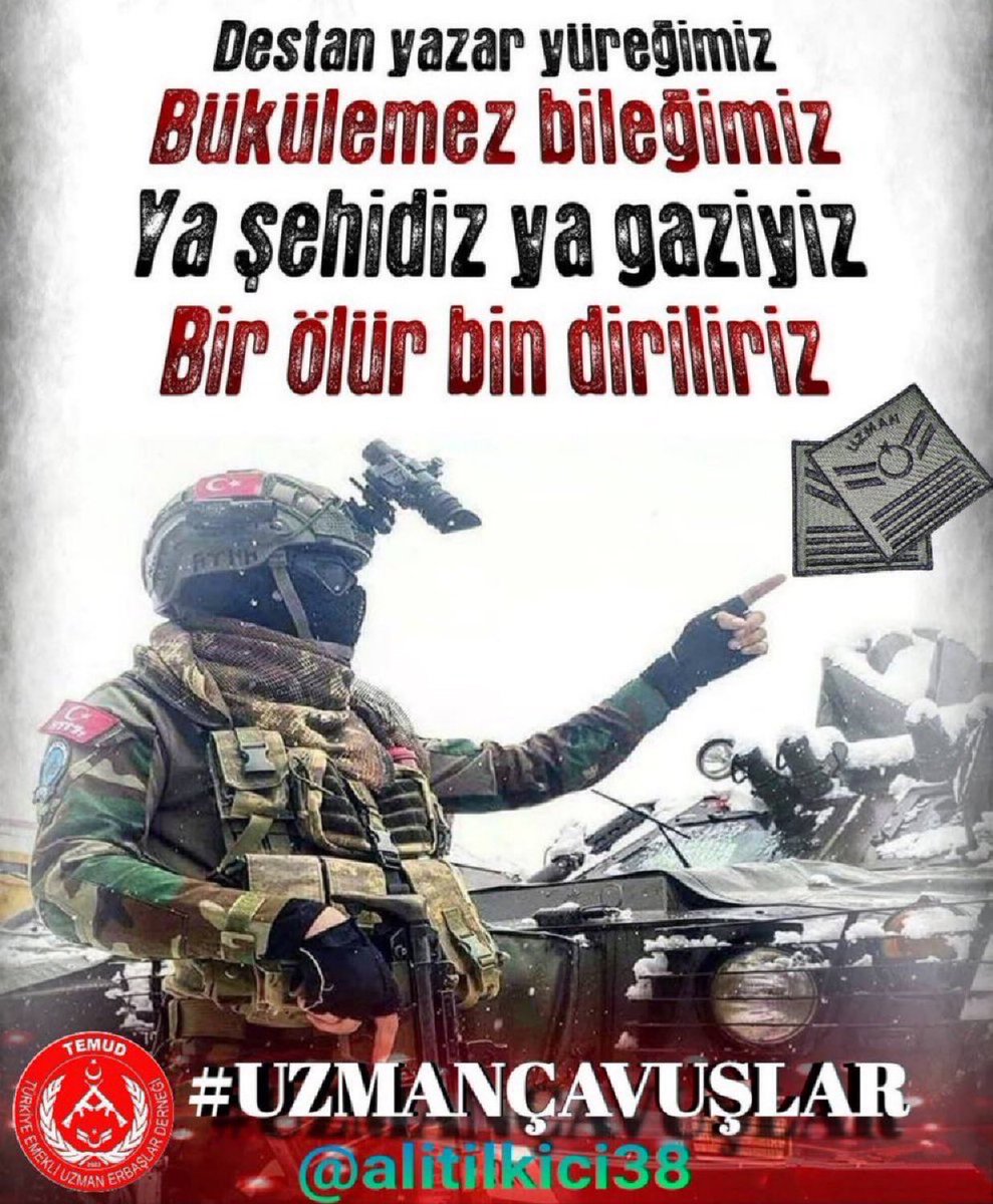 39 yıldır çözülmeyen mağduriyetler var
1986 yılından itibaren Anadolunun kerpiç evlerinin gönlü varan sevdalı yiğitleri #UzmanÇavuşlar ın tarihin ender gördüğü kahramanlık ve fedakarlıkları var.
Can verdiler
Kan verdiler
Gençliklerini,Ömürlerini verdiler.
Vatan toprağına