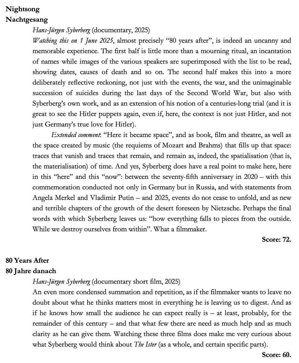 Daniel Ross (@djross70) on Twitter photo On some films by Hans-Jürgen Syberberg viewed recently via <a href="/FilmSecession/">Film Secession</a>:
1. A Dream, What Else? (1995)
2. Demmin Cantos (2023)
3. Nightsong (2025) and 80 Years After (2025).
See: filmsecession.com/cinema/overvie… On some films by Hans-Jürgen Syberberg viewed recently via <a href="/FilmSecession/">Film Secession</a>:
1. A Dream, What Else? (1995)
2. Demmin Cantos (2023)
3. Nightsong (2025) and 80 Years After (2025).
See: filmsecession.com/cinema/overvie…