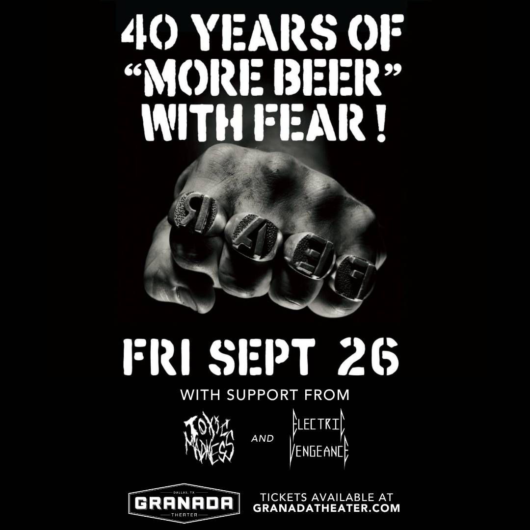 ⚫FEAR, American punk rock band is bringing the "40 YEARS OF 'MORE BEER' WITH FEAR to Granada Theater in Dallas, Fri. Sept. 26!
💥 with support from Toxic Maddness and Electric Vengence
🎟️GA and seated tickets available
buff.ly/gKHlaea